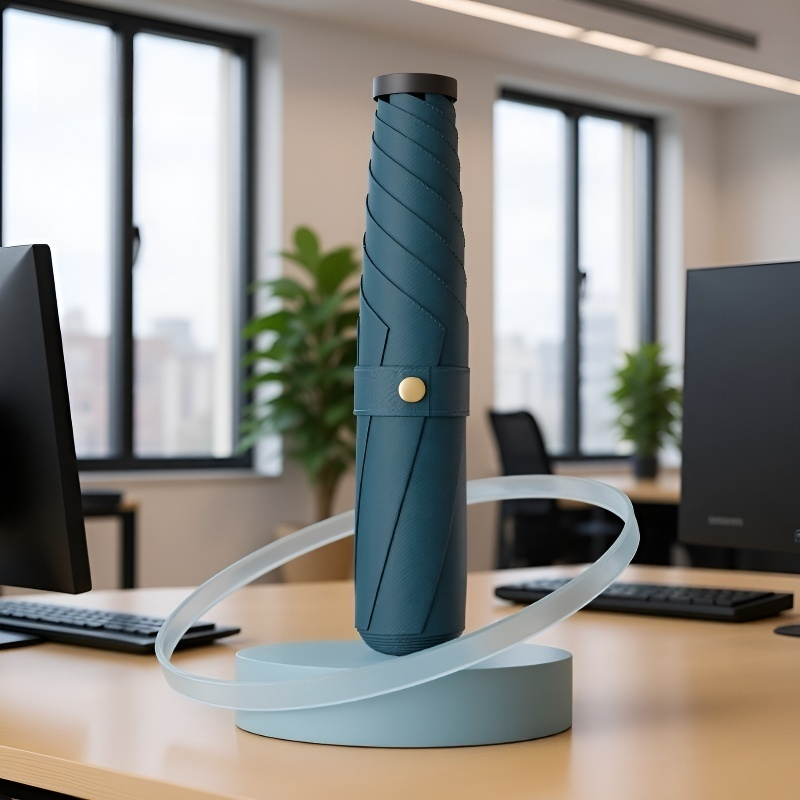 Compact sun umbrella fitting easily into a handbag