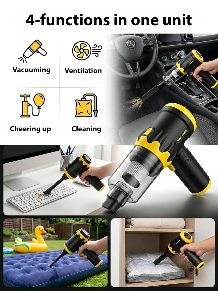 4-in-1 Multifunctional Wireless Car Vacuum Cleaner 20KPa Powerful Suction