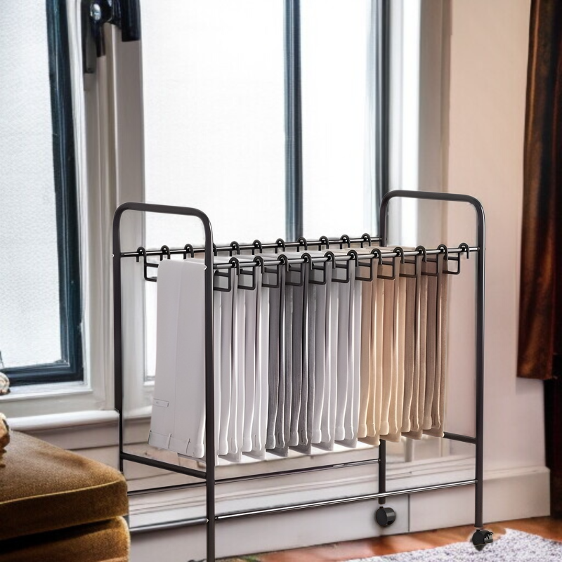 Iron Base Movable Pants Organizer Rack
