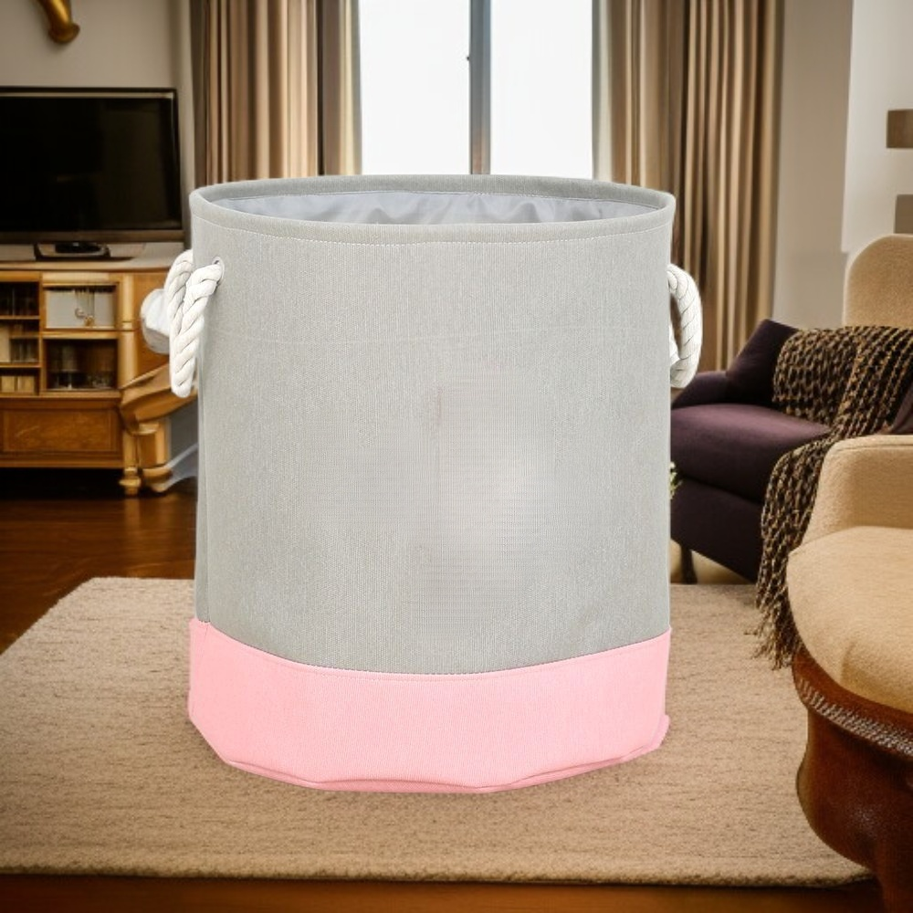 持ち手付き大容量布芸収納かご