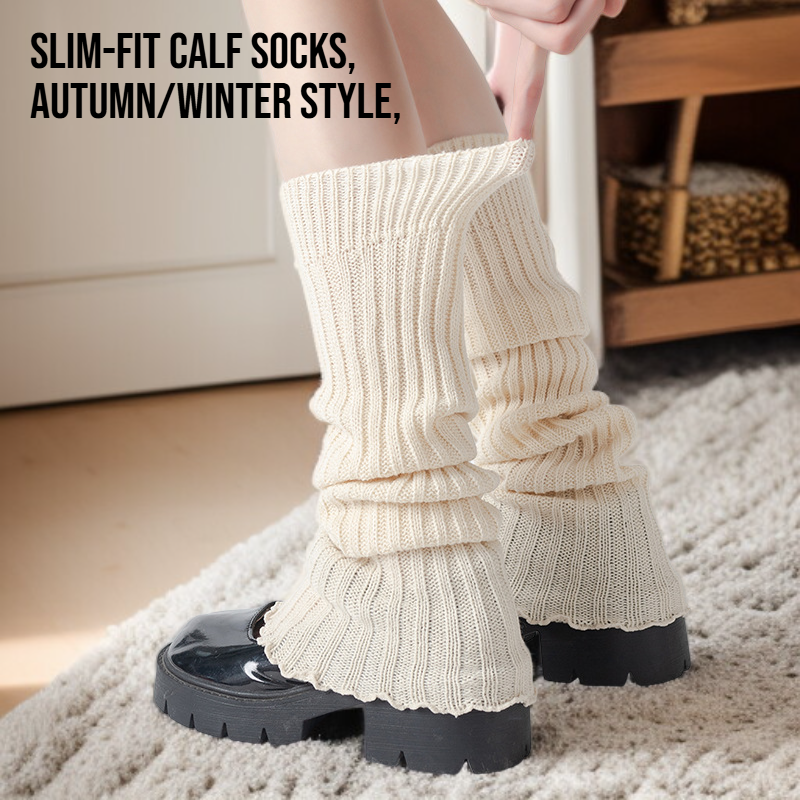 Women's Autumn Winter Leg Warmers, Japanese Y2K Mid-Calf Knitted Socks for Snow Boots