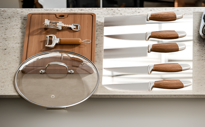 Elegant vintage kitchen organizer for knives and cutting boards