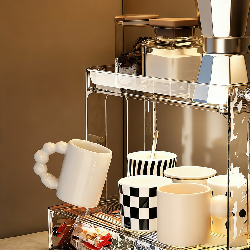 高端輕奢冰河紋桌上杯架收納辦公家用