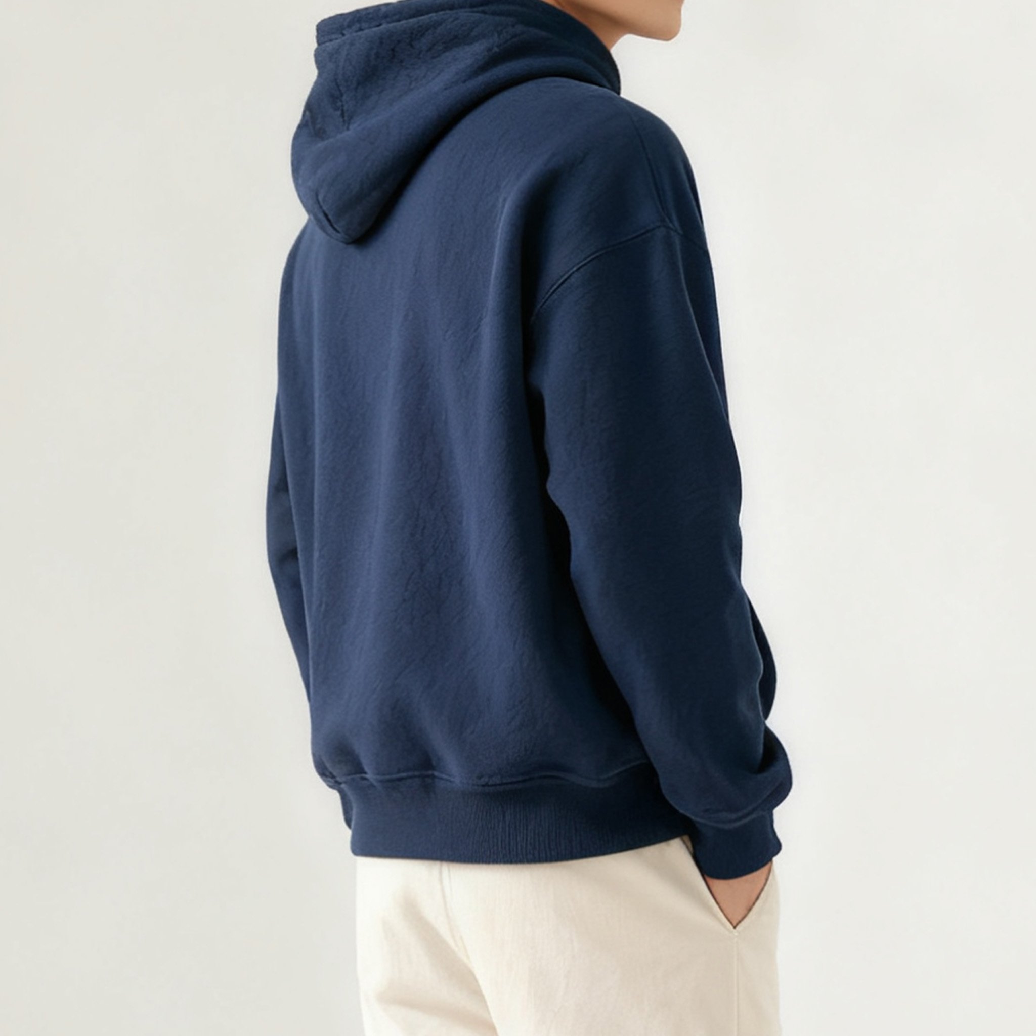 딥블루 컬러 두꺼운 베이직 맨투맨