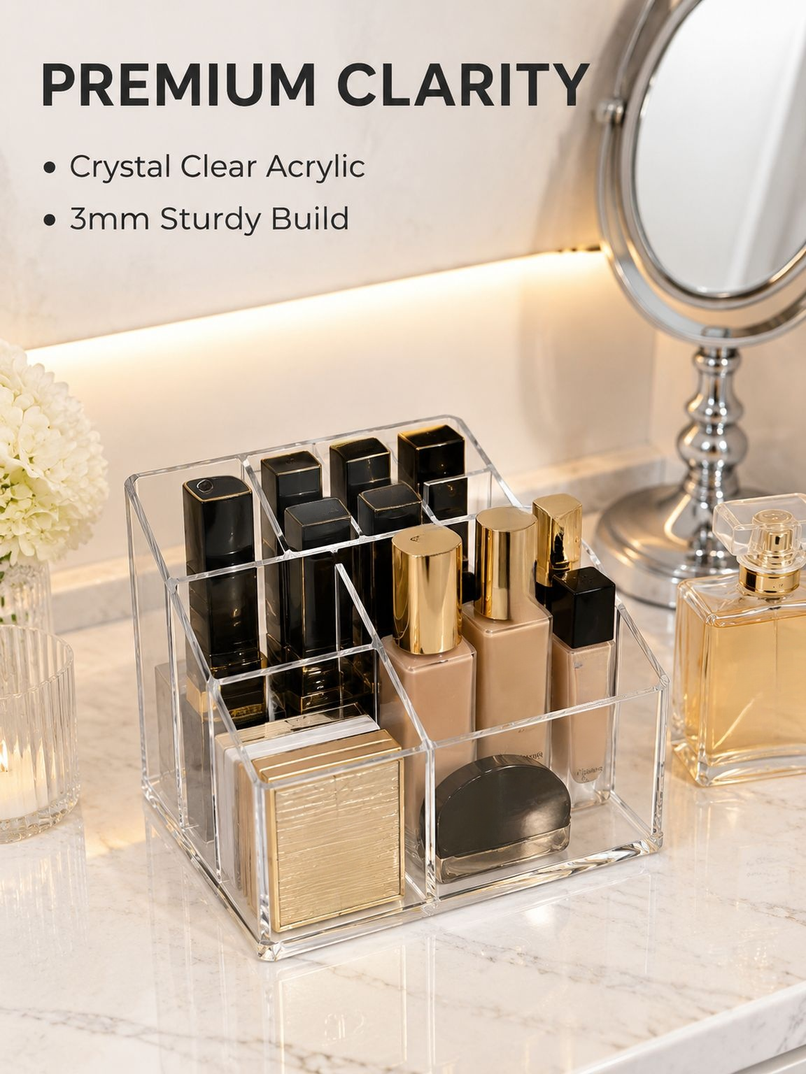 Desktop Storage Box for Cotton Pads, Puffs, and Skincare Products
