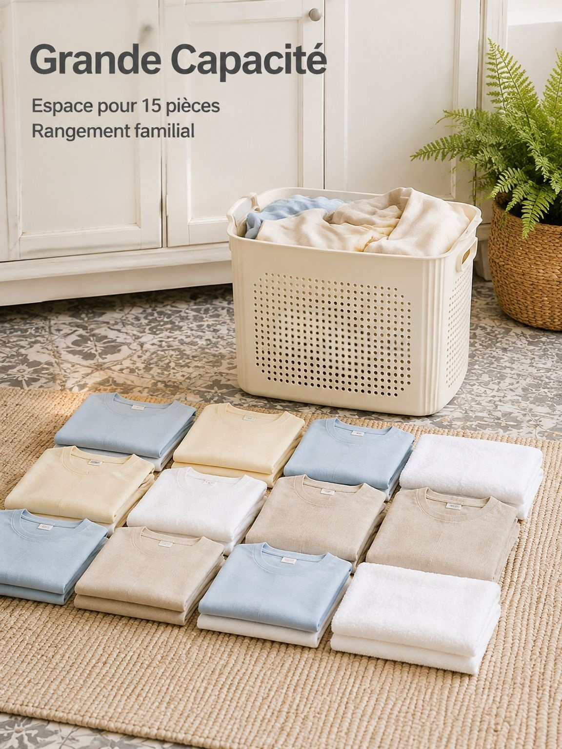 Panier à linge avec tissu de qualité