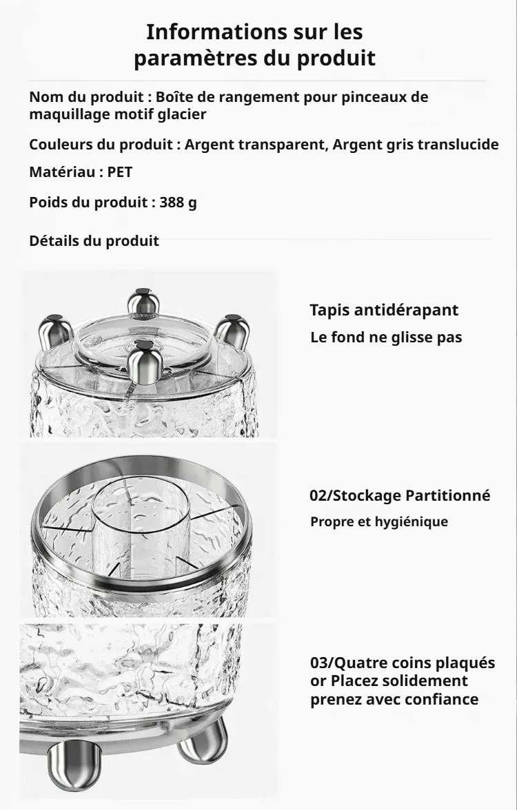 Vue détaillée de la boîte à pinceaux rotative