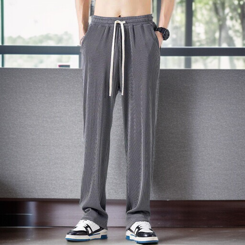 メンズ夏ワイドアイスシルクカジュアルパンツ