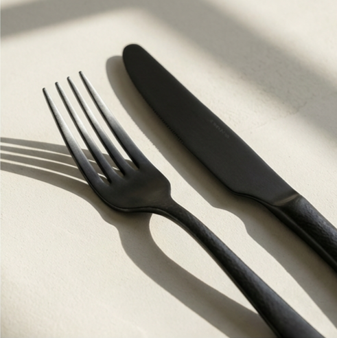 マットブラックステンレス製カトラリーセット