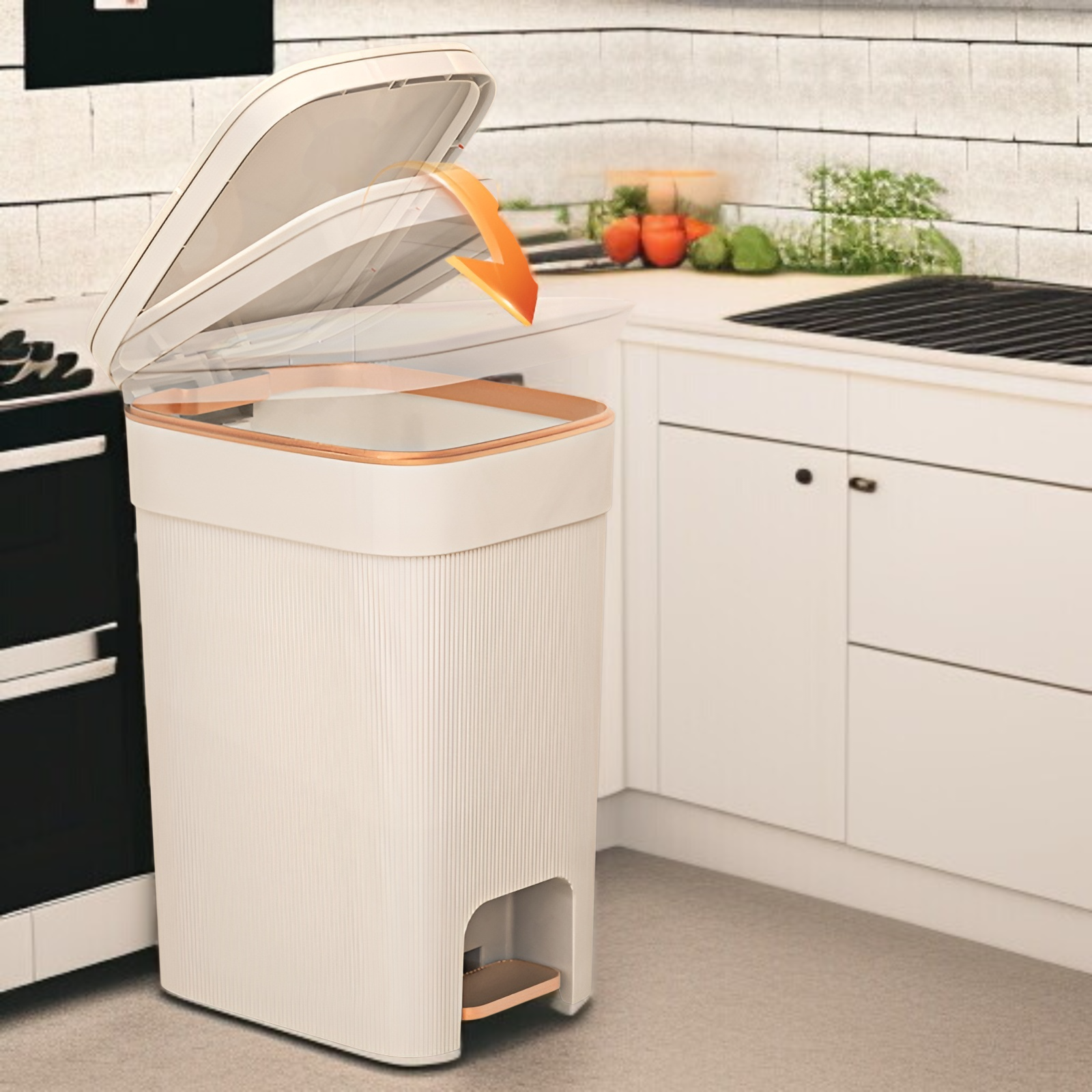 家庭用キッチンゴミ箱縦型パターン大容量ゴミ箱リビングルームバスルームゴミ箱蓋付きトイレゴミ箱寝室大型ゴミ箱高級ゴミ箱