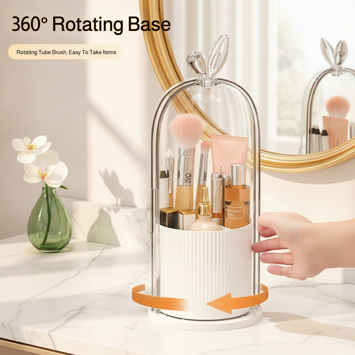 Rotating Dustproof Vanity Makeup Organizer