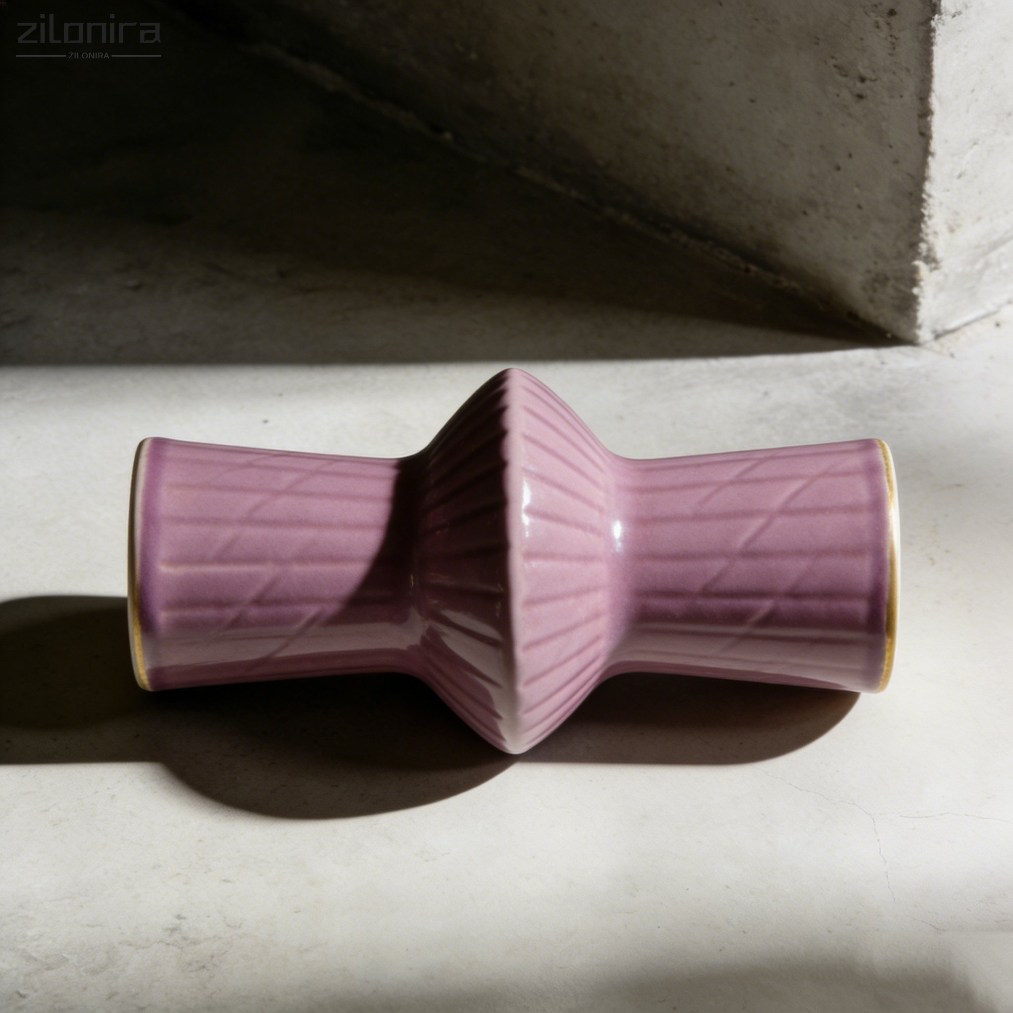 분홍색과 보라색 질감의 세라믹 화병