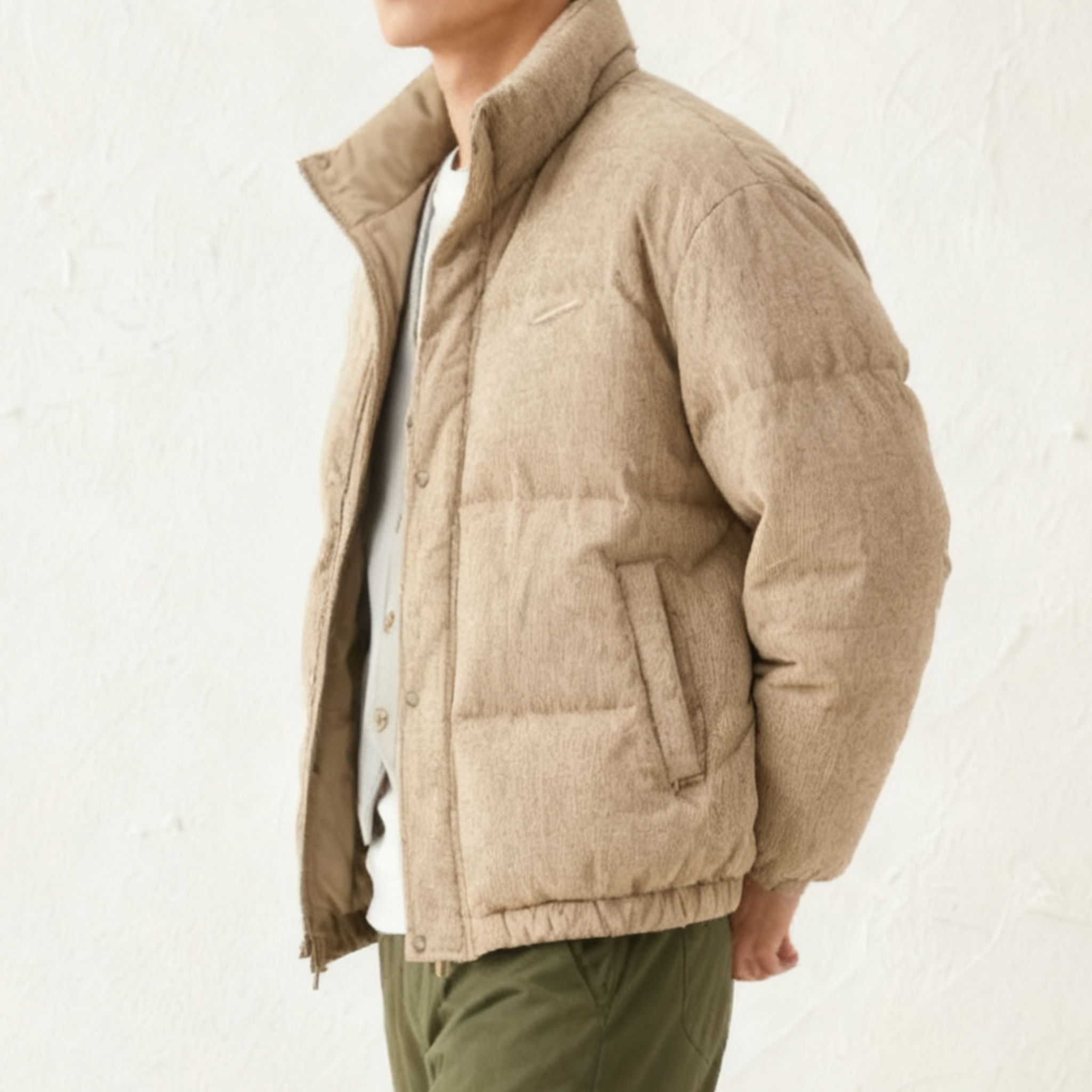 남성 심플 보온 면마 패딩 자켓 전면 이미지