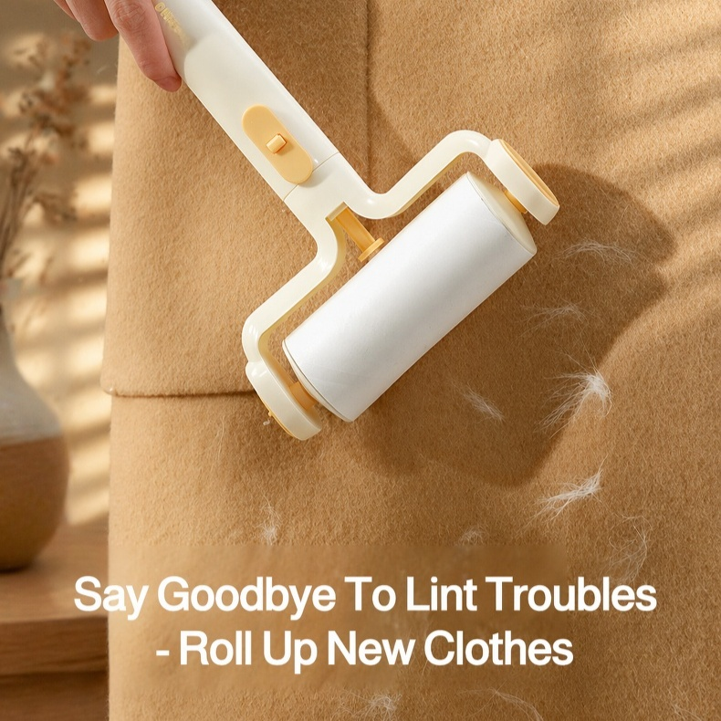 Lint Roller with Tweezers, No-Tear Design