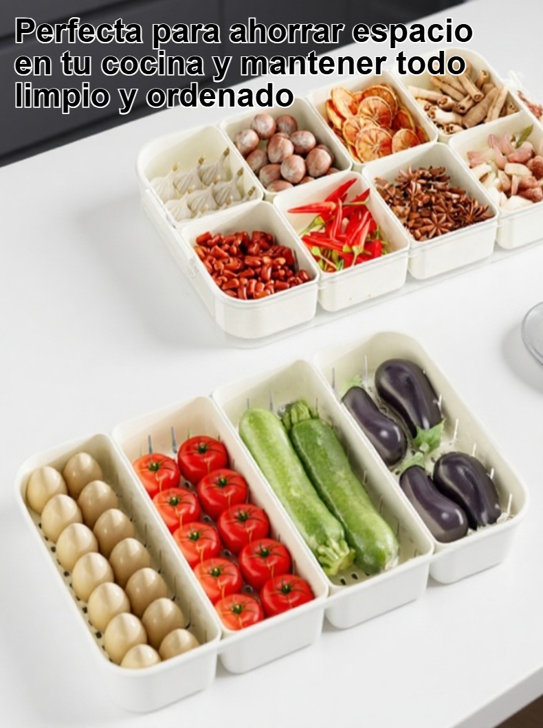 Caja de condimentos para frutas y especias de cocina sobre la encimera