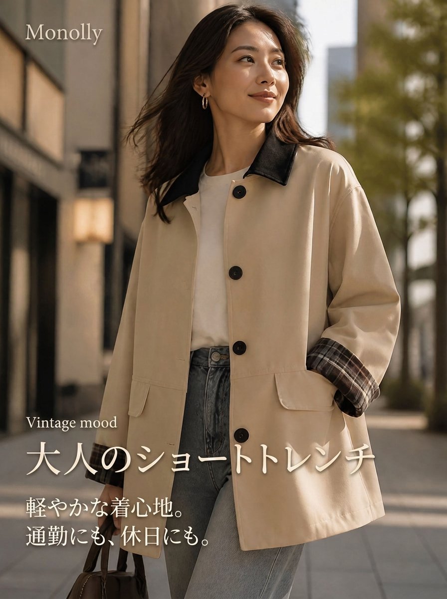 Monolly 大人の品格を纏うトレンチ | 妥協なき上質仕立て