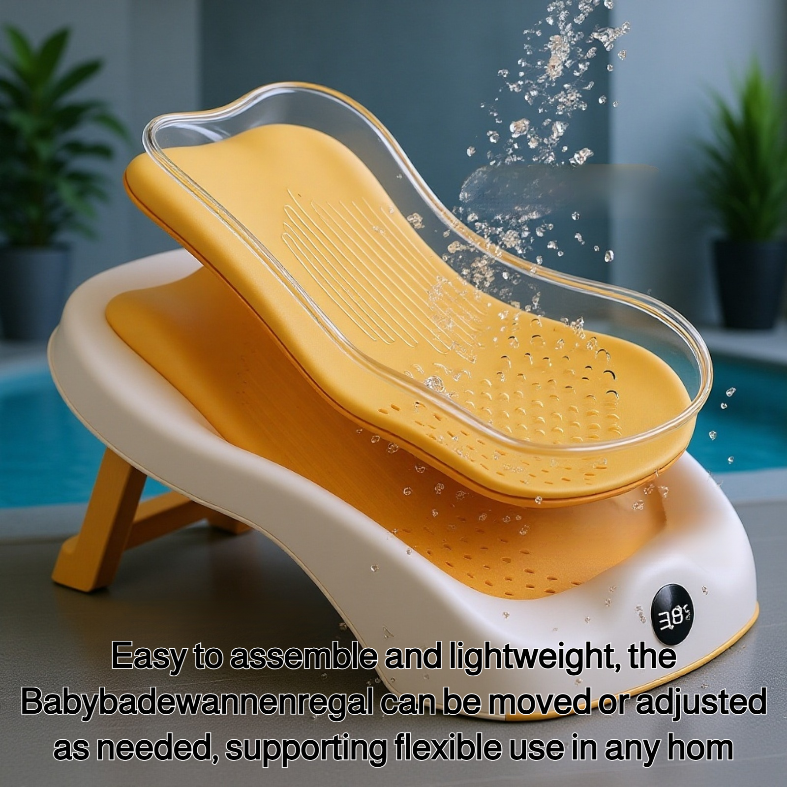 Space-saving shelf for baby bathtub
