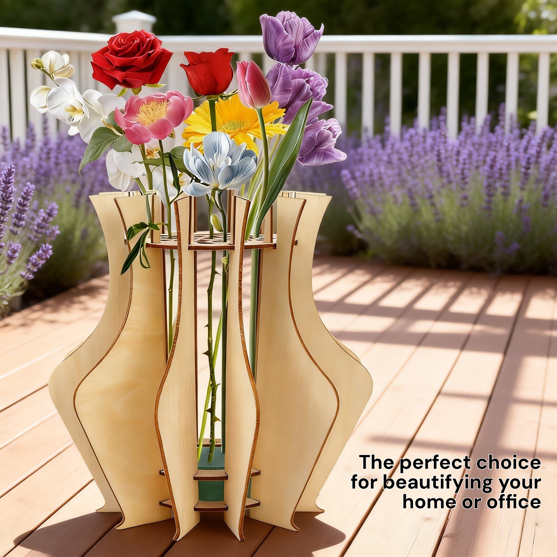 Wooden Flower Vase Stand Home Decoration Ornament