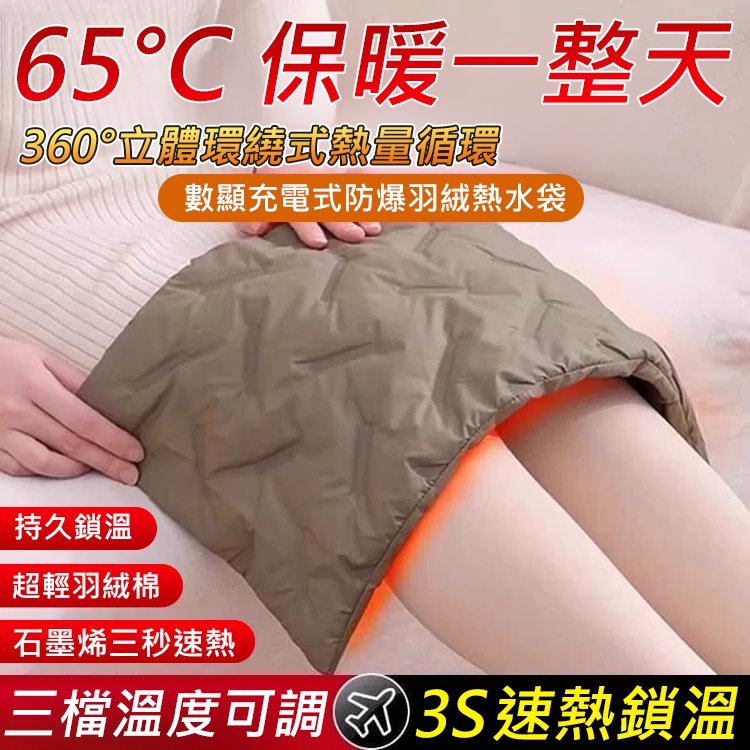 【全身一件搞定】數位充電式防爆羽絨熱水袋