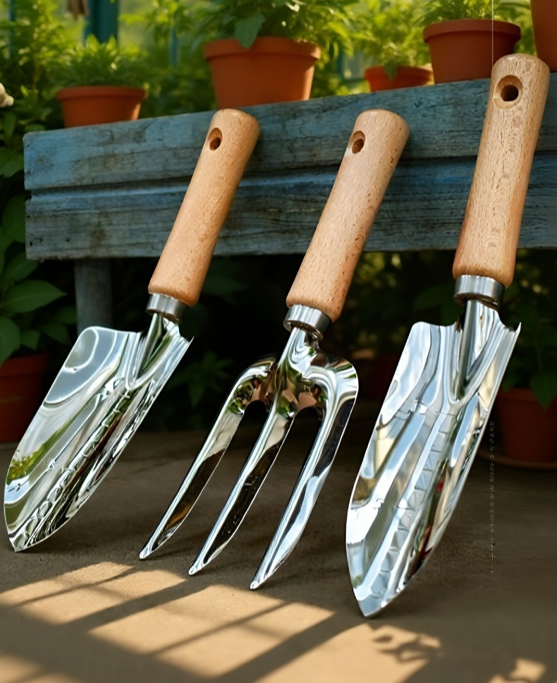 Kit bàsic de jardineria amb pala, rasclet i forquilla