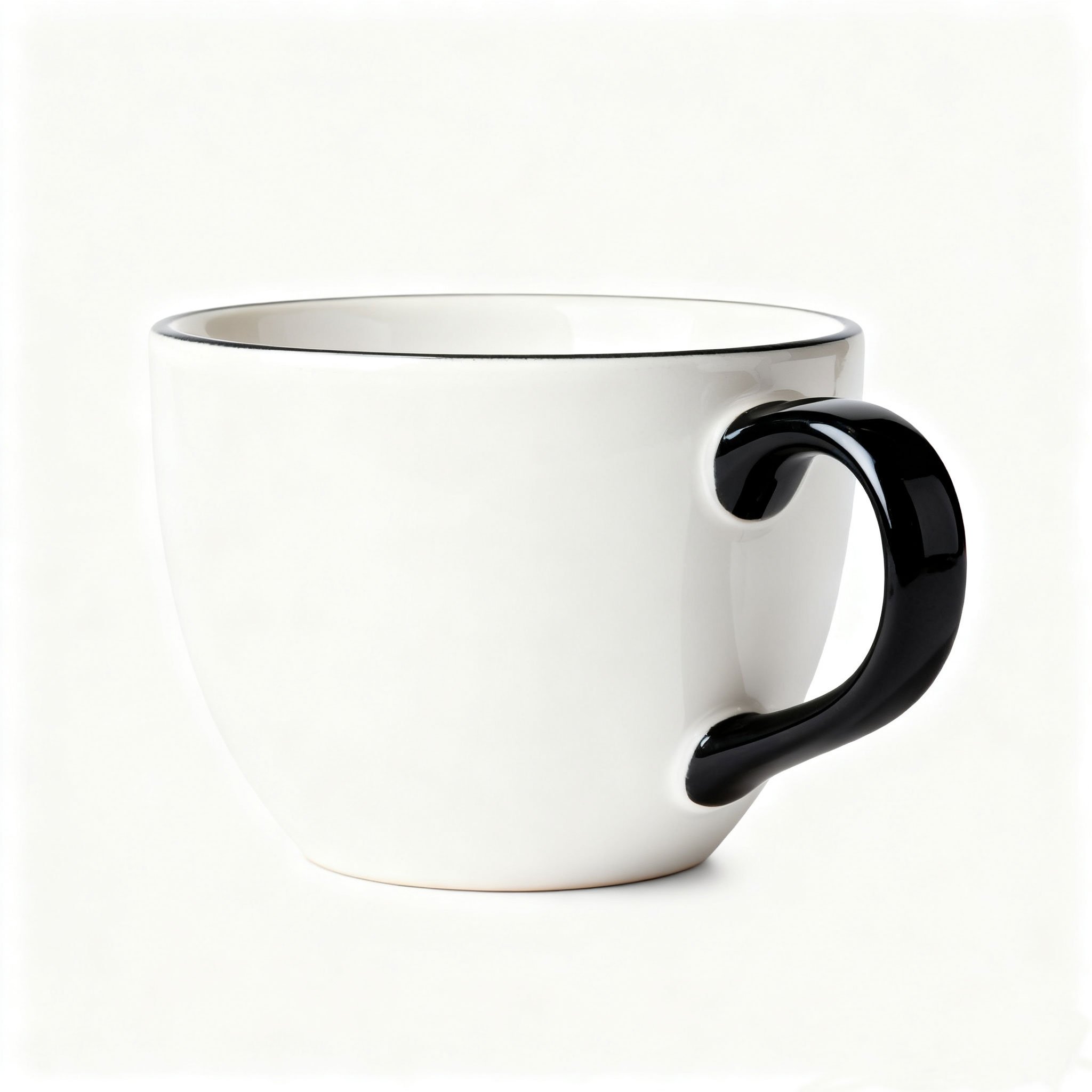 Detail černého lemu na keramickém šálku