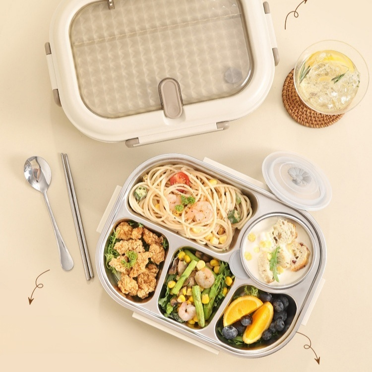 Moderne 304 Edelstahl Lunchbox mit 5 Fächern und Isolierung