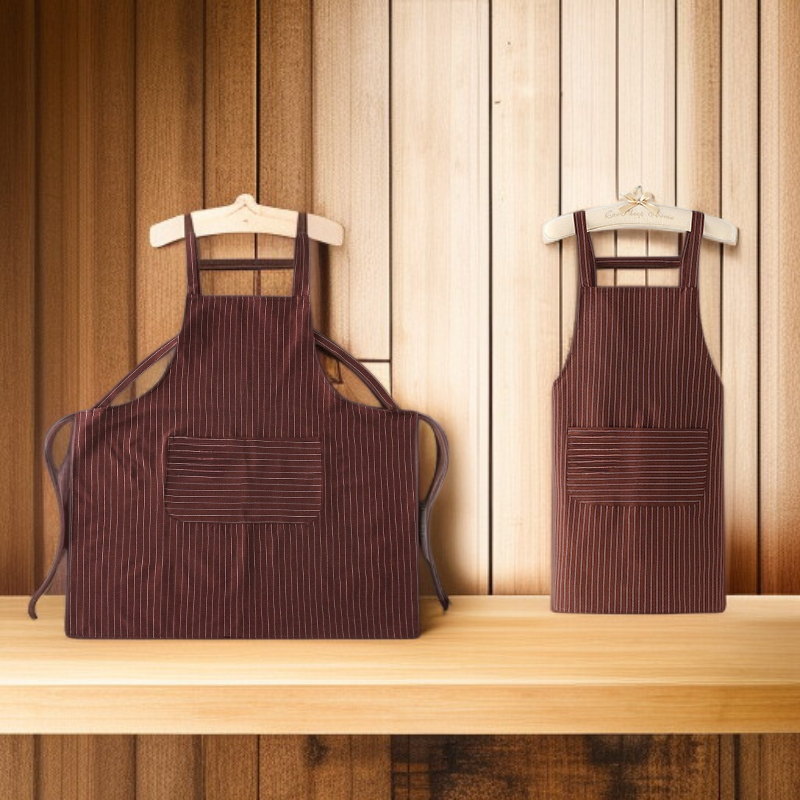 Easy-care striped apron made of cotton and linen