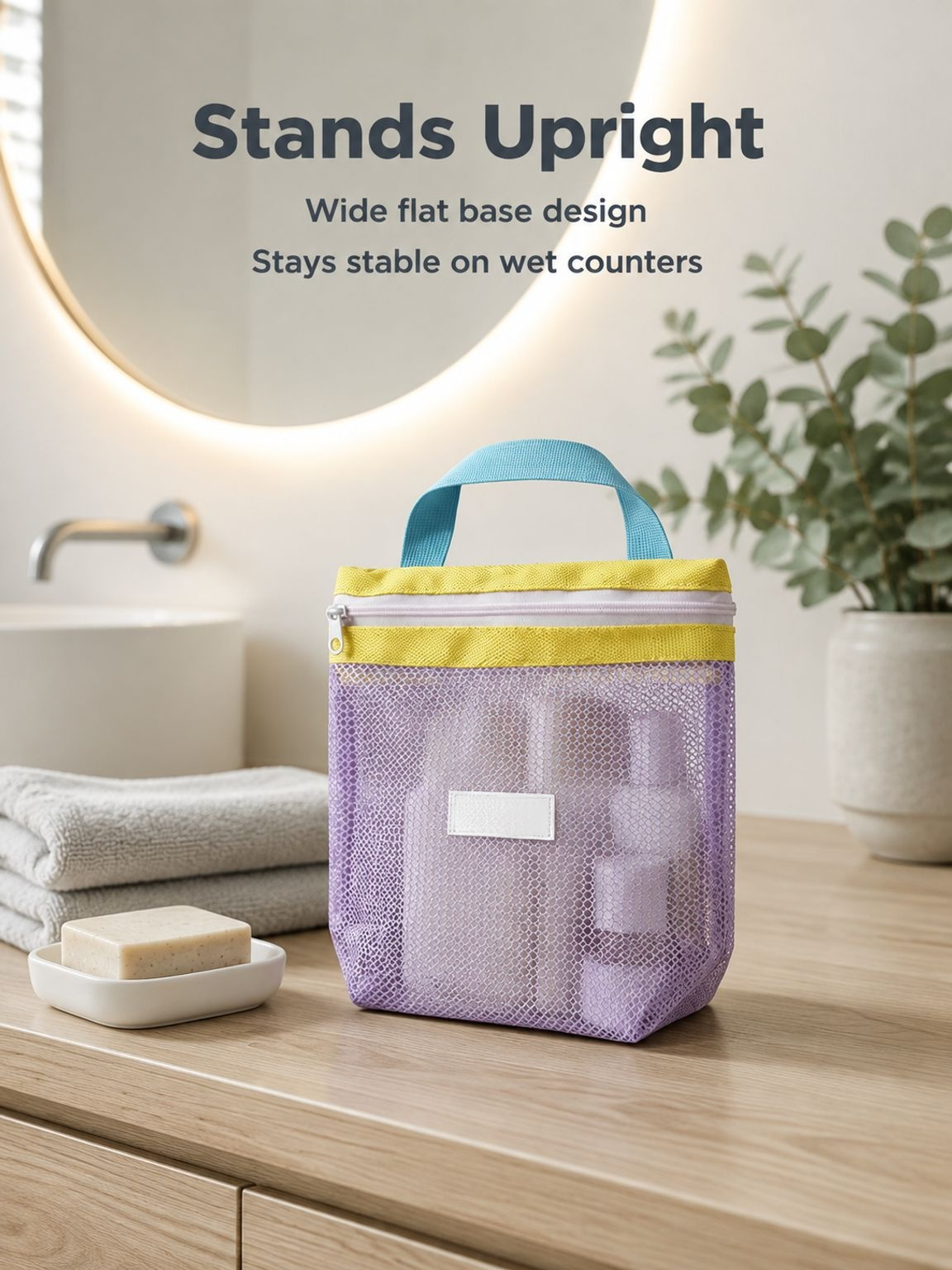 Water resistant mesh toiletry organizer with spacious storage compartments