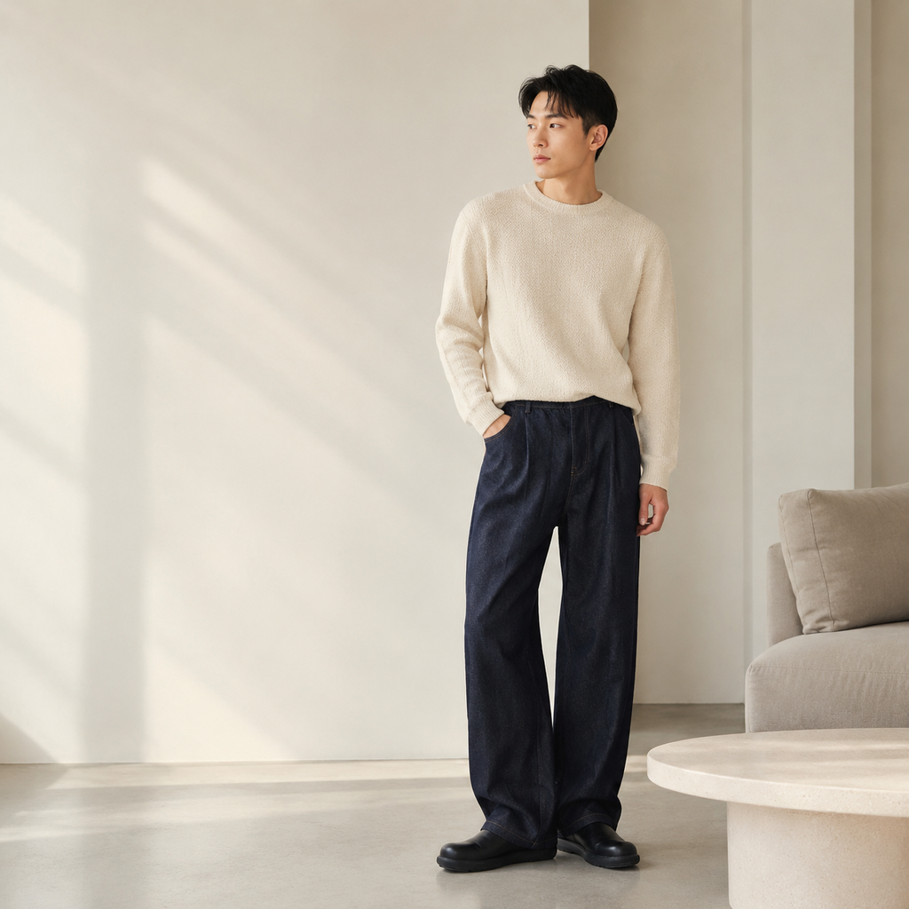 남자 아메리칸 루즈핏 스트레이트 데님 캐주얼 바지