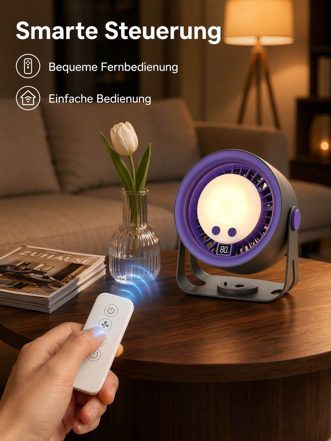 Intelligenter Fernbedienungs-Deckenventilator mit Beleuchtung, 2-in-1 Ventilator