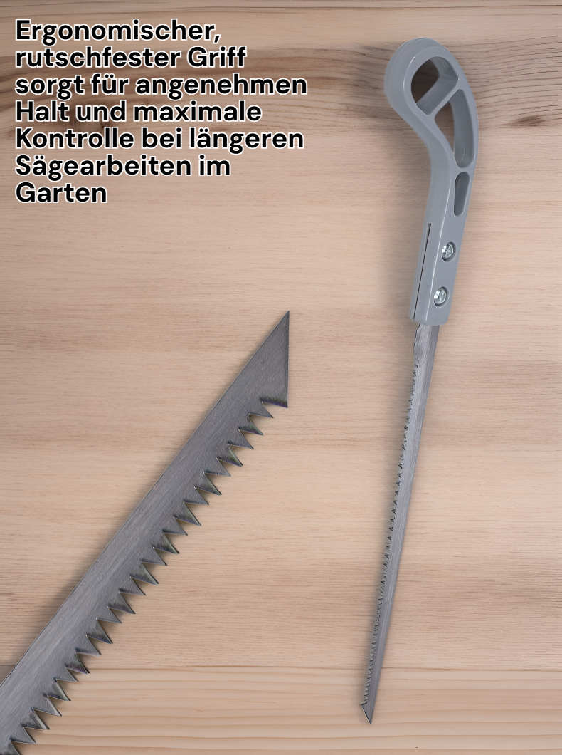 Feine Mini-Garten-Holzsäge in der Nahaufnahme