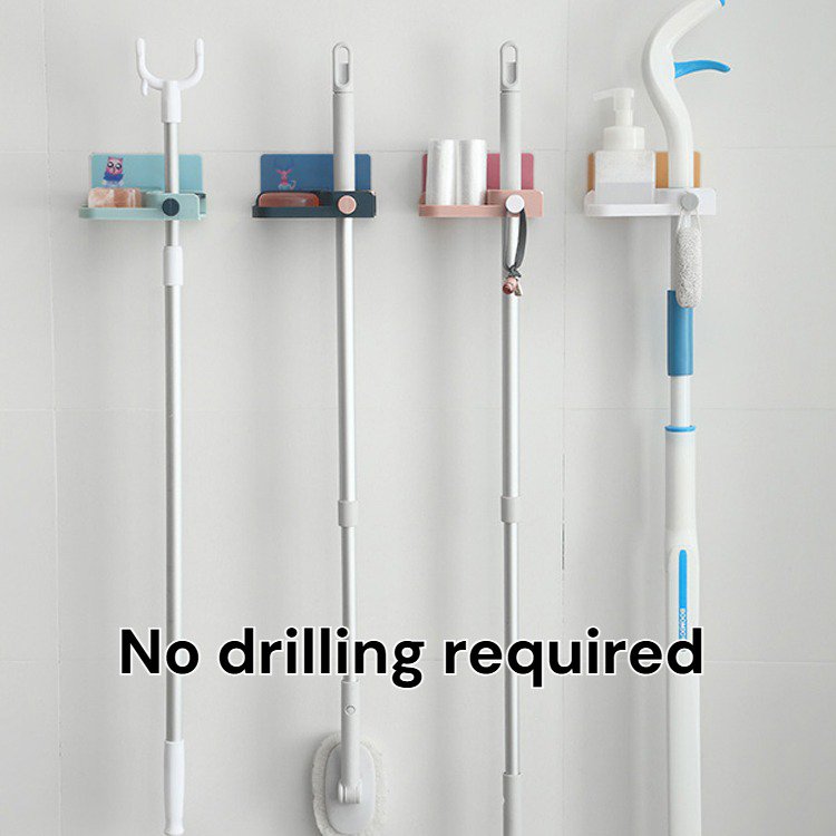 Multifunctional mop holder toilet wall hanging mop hook