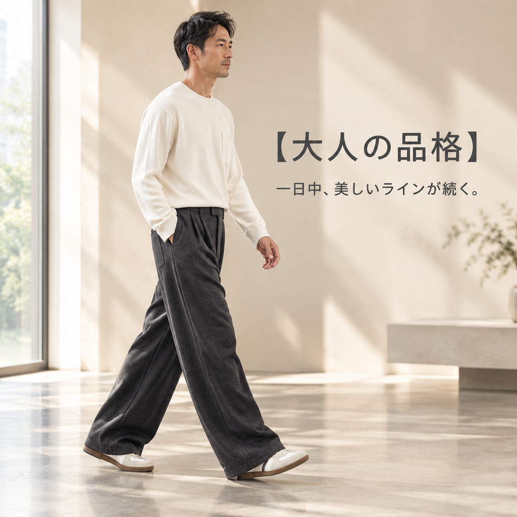 紳士カジュアルズボン 春秋冬シーズン ゆったり直線ウールロングスボン