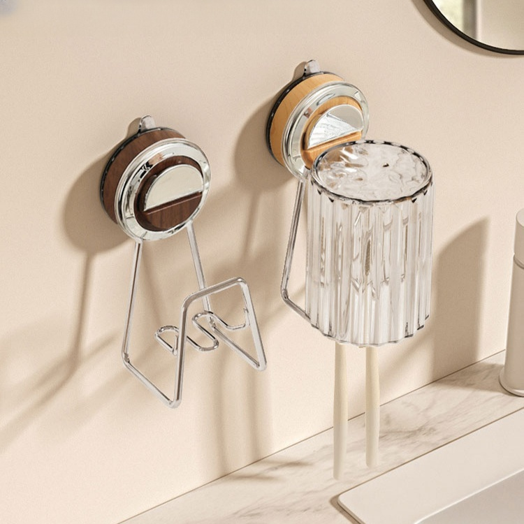  Estante de almacenamiento de pared con ventosa de nogal