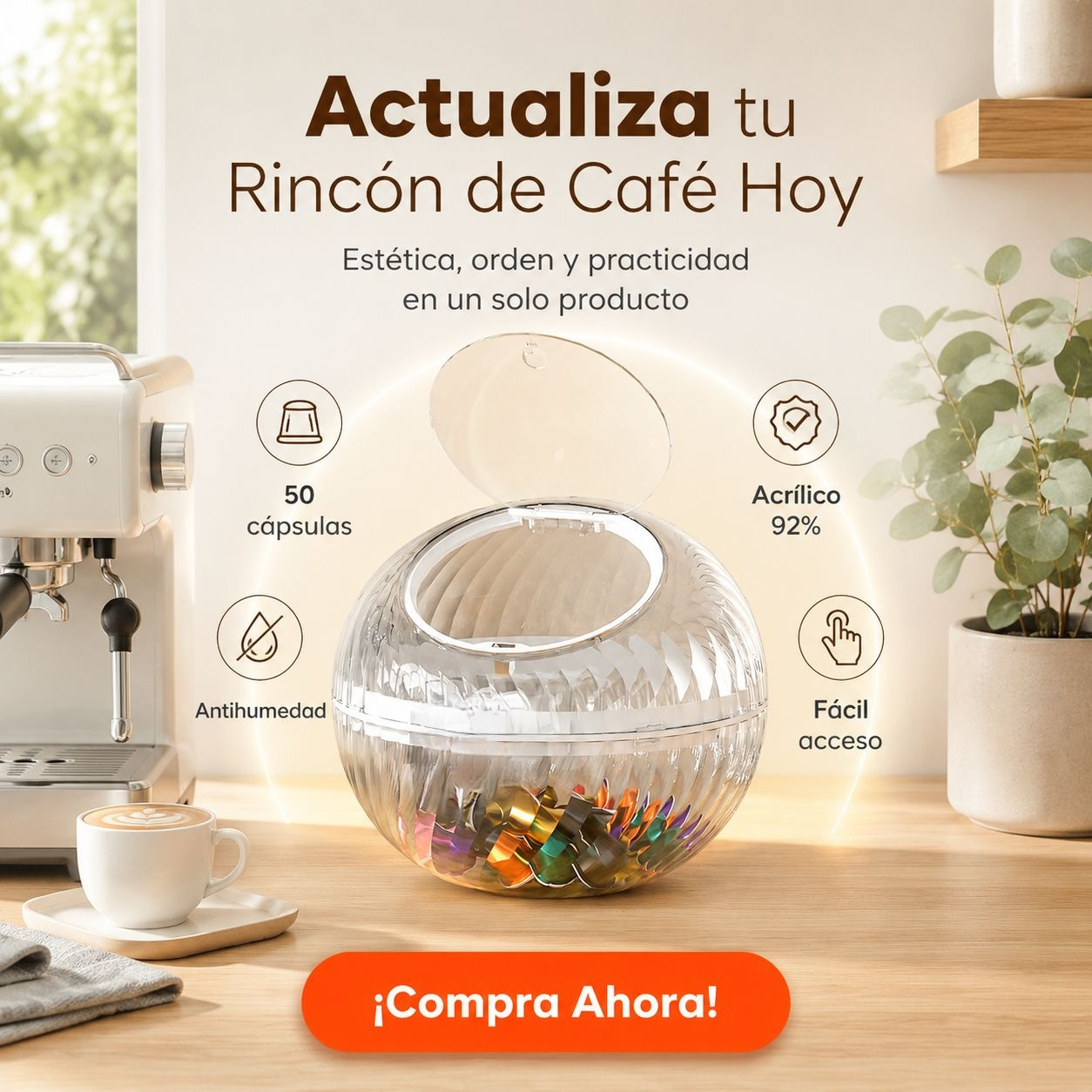、chocolates y cápsulas de café, diseño simple y elegante