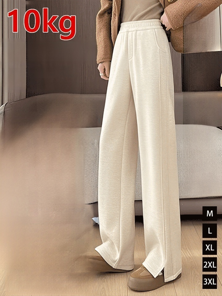 가을 겨울용 뒤 기모 하이 웨스트 레이디스 팬츠