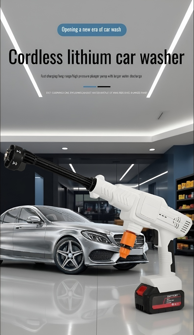 Portable wireless pressure washer for cars