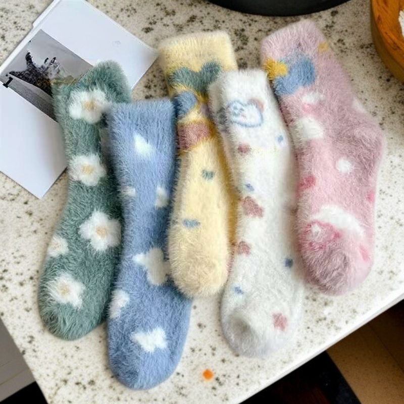 水貂絨保暖軟暖腳襪中筒防臭襪