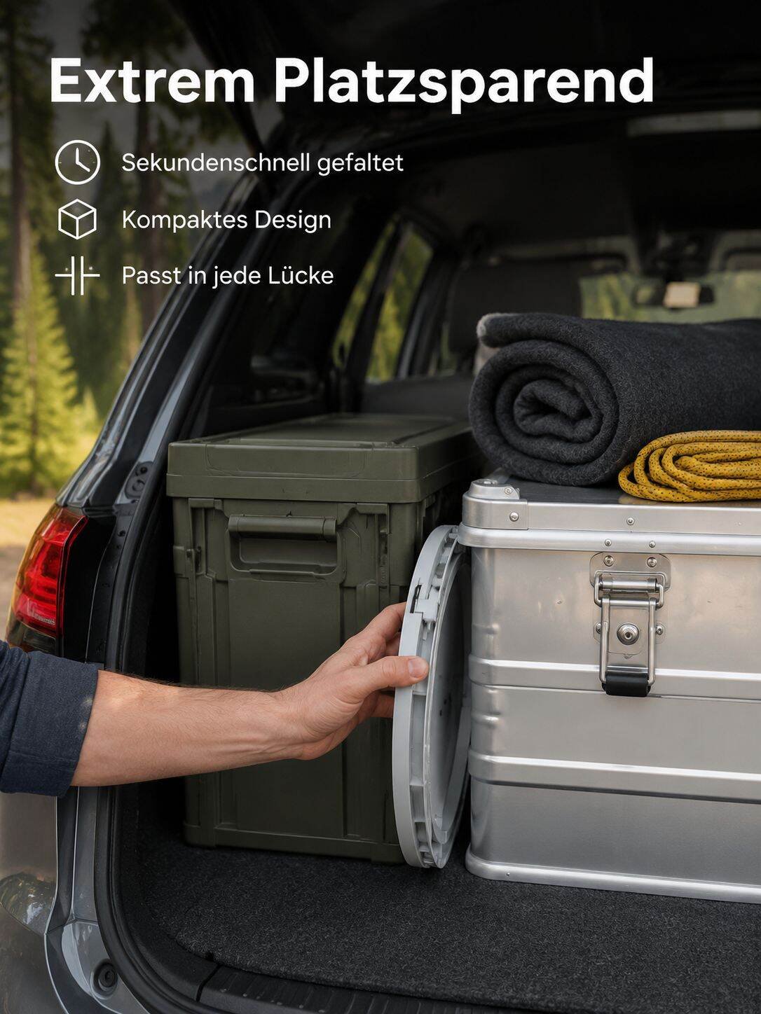 Tragbarer, faltbarer Mülleimer für den Einsatz im Haushalt kleiner und mittlerer Größe im Freien, le