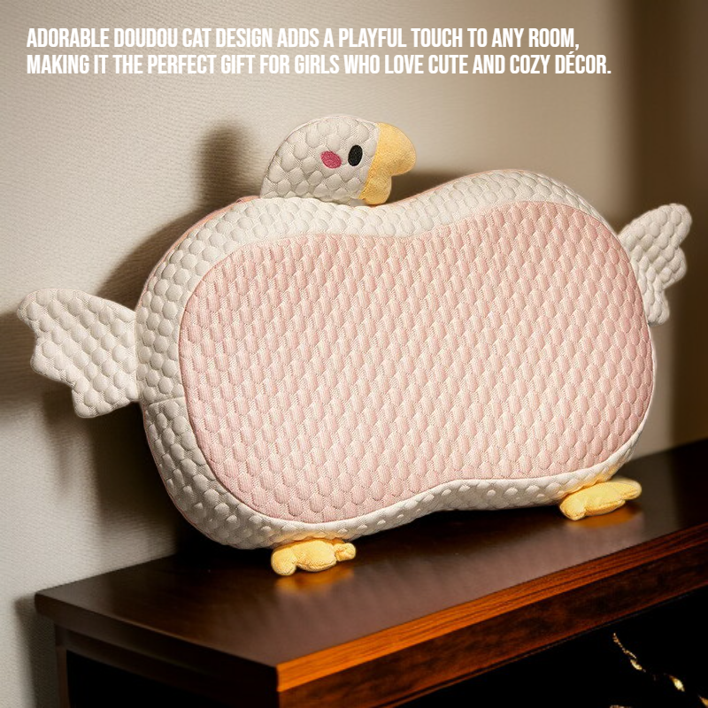  Cute DouDou Cat Belly Memory Foam Pillow, Ideal for Girls in Summer