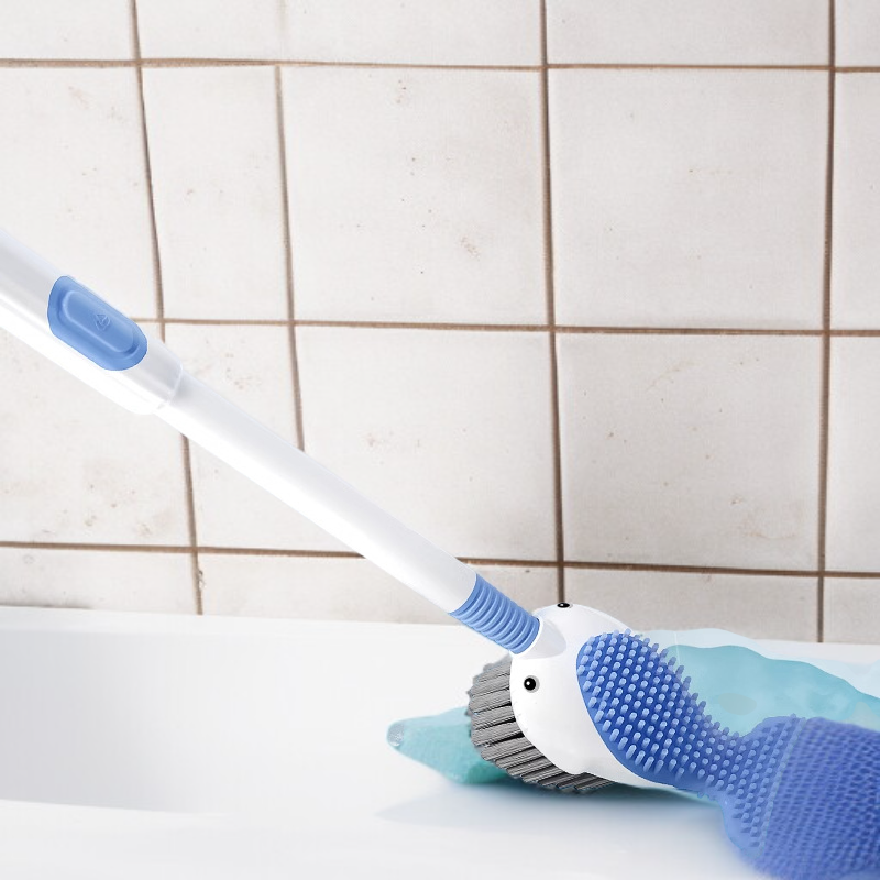 Cepillo de silicona para inodoro con spray, base de succión y limpieza sencilla de manchas