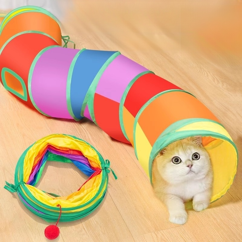 무지개색 고양이 놀이 터널