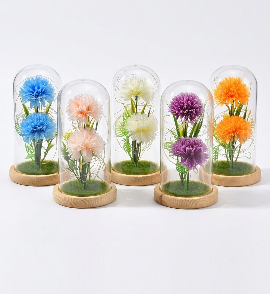 長持ちする保存花のガラスドームディスプレイ