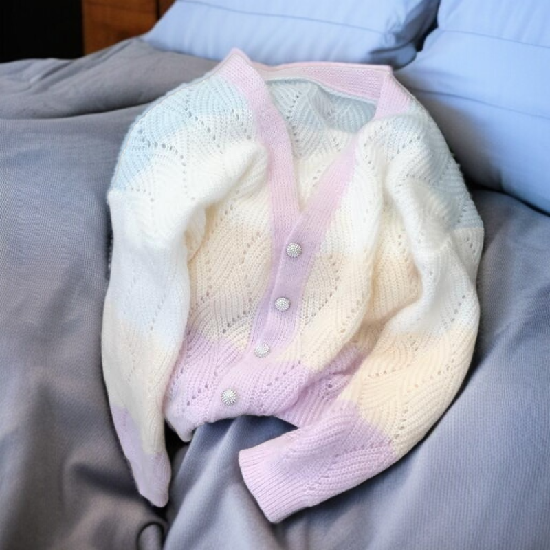 봄옷 상의 오버핏 슬림 니트 카디건 코트 컬러 펀칭 긴팔 브이넥 상의