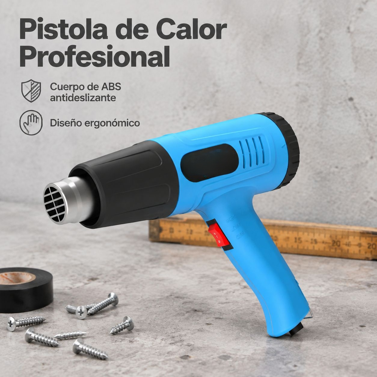 Pistola de aire caliente multifuncional con accesorios