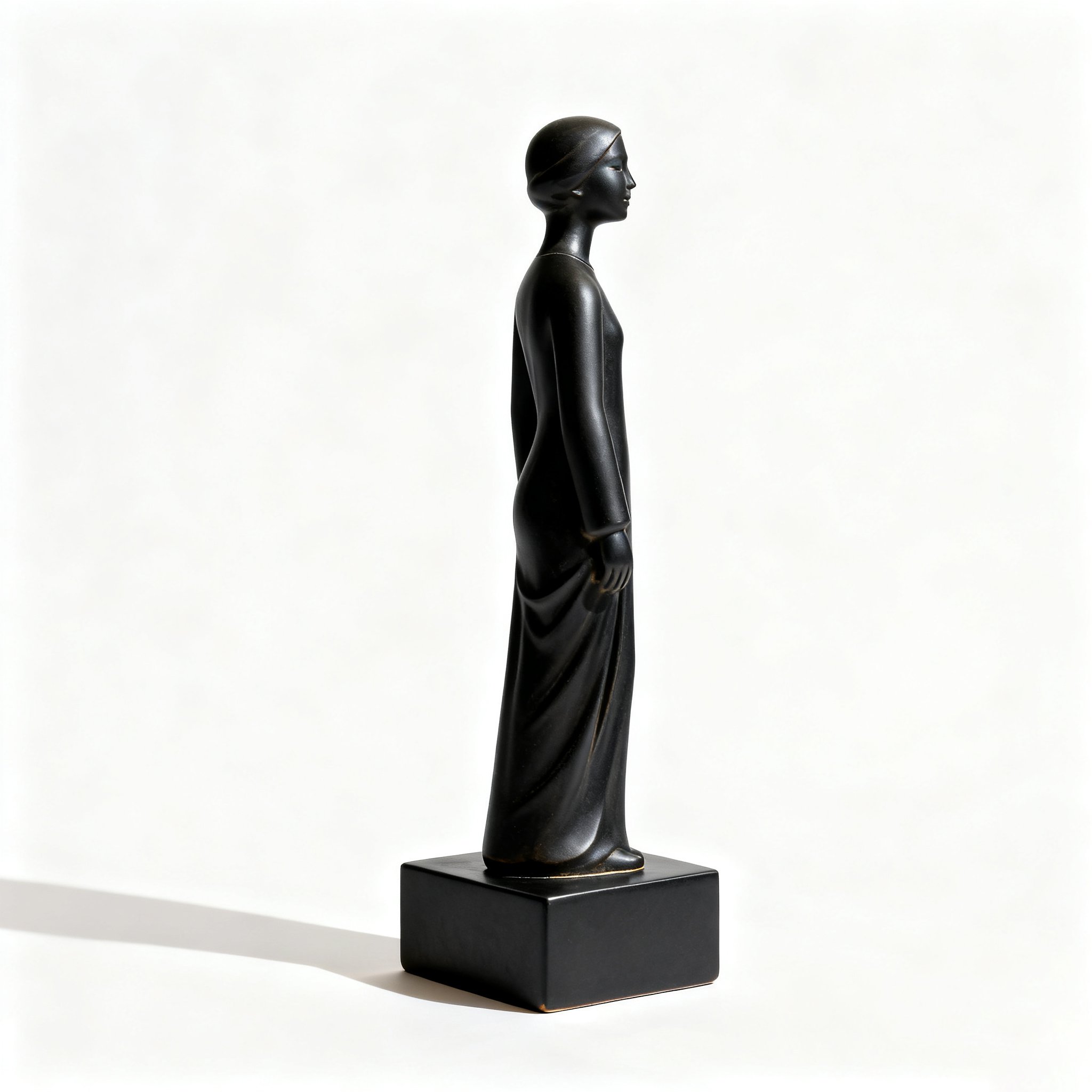 Escultura de cerámica decorativa en mesa de salón