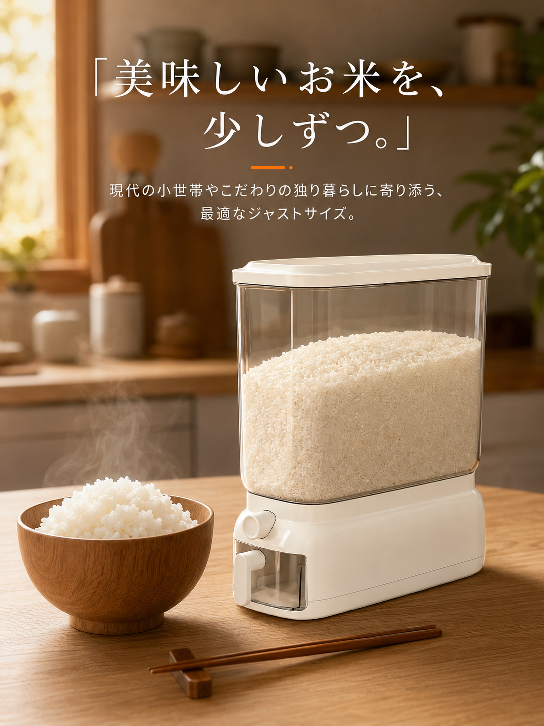 家庭用防虫・防湿米箱 スリムタイプ食品グレード穀物保存桶 押し出し式密封米びつ