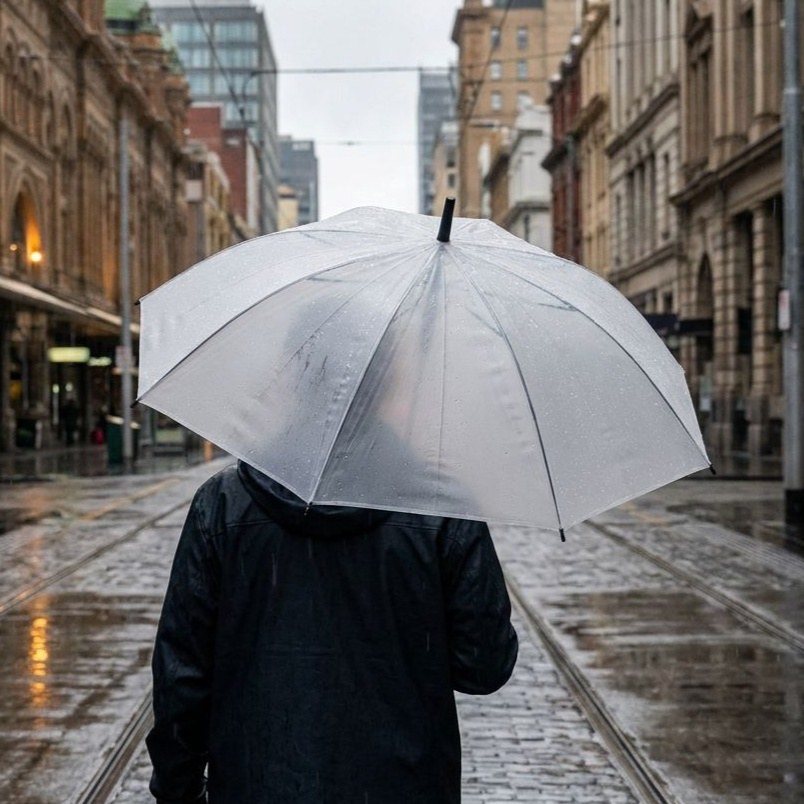 厚みのある透明な白い曇りガラスの傘