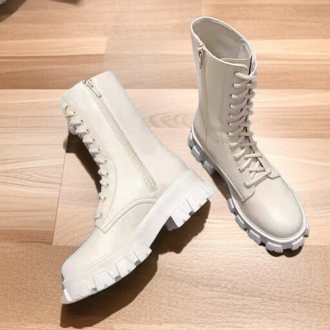 미들 통굽 워커 봄가을 키높이 스트랩 앵클부츠 부츠 라이더 빈티지 슬림 워커