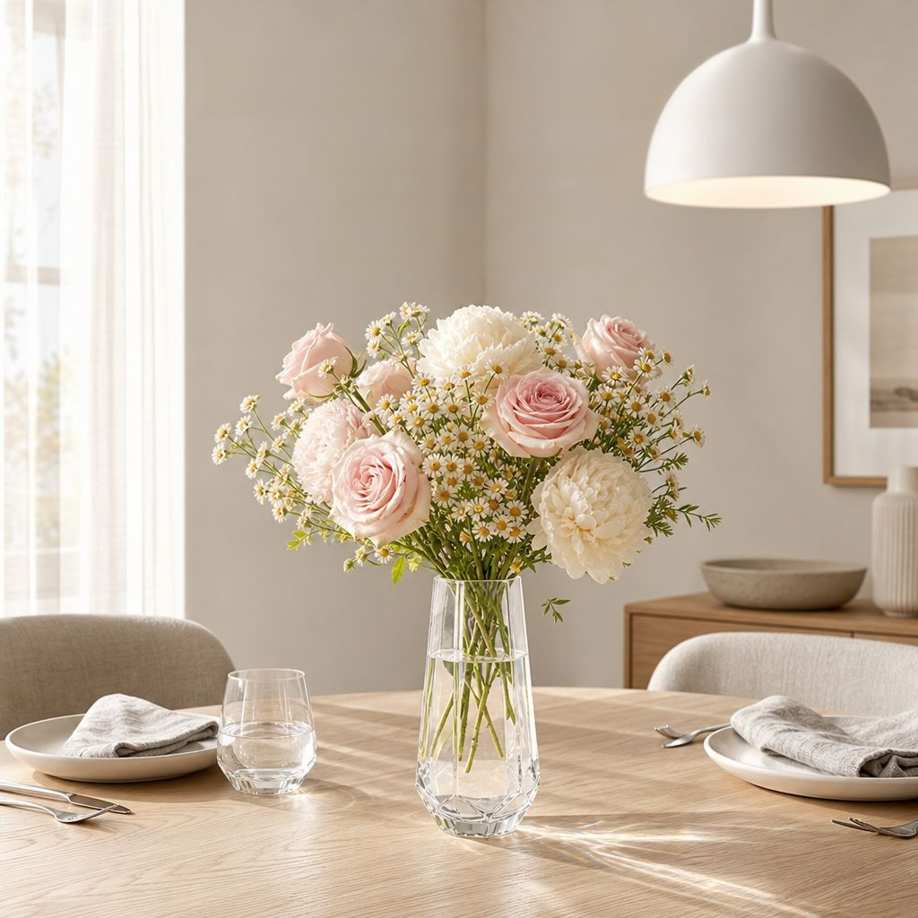 Elegante Glasvase Transparent Große Öffnung für Blumen & Deko